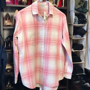 MADEWELL flannel pink shirt with pockets.